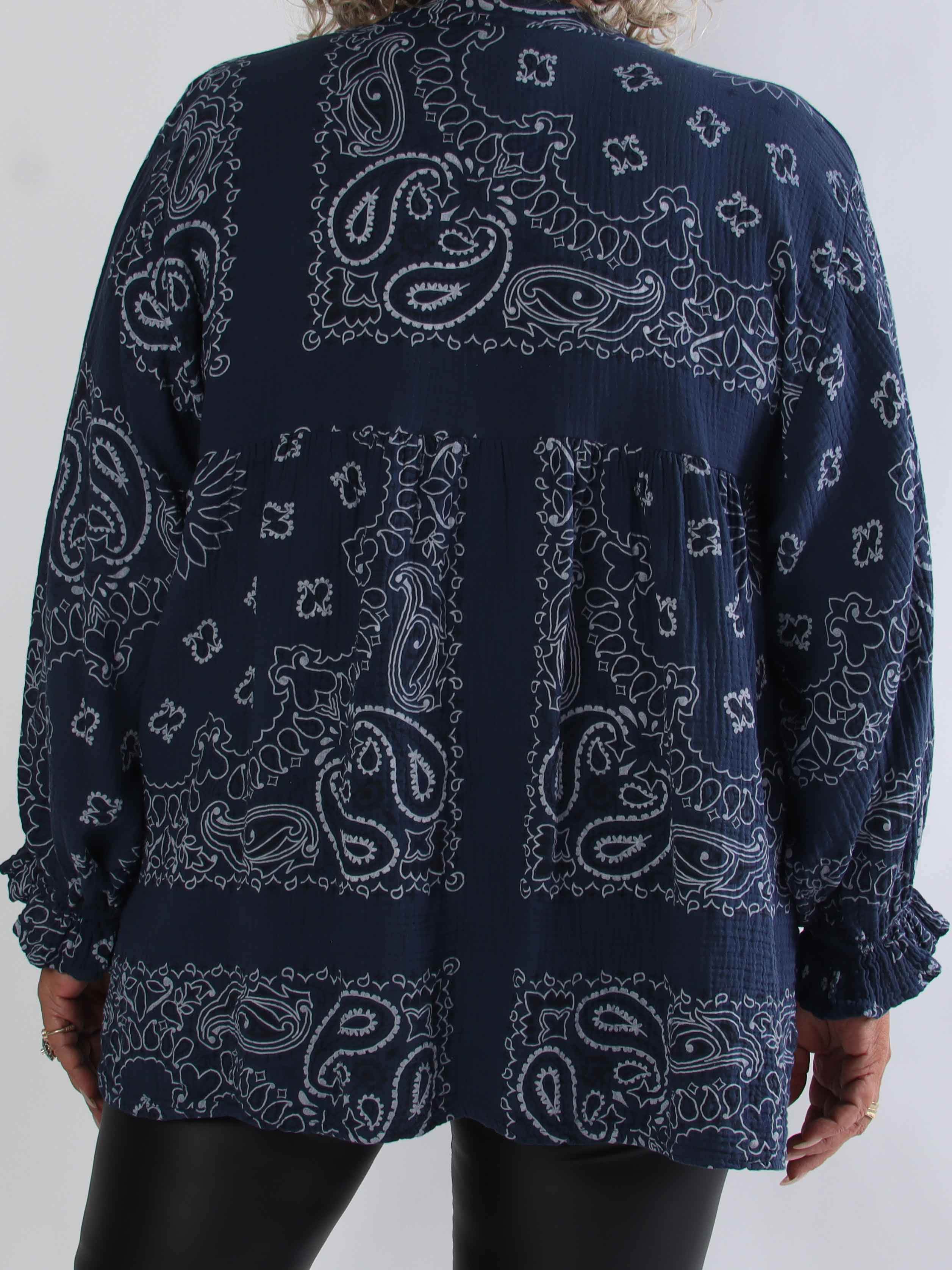 Diva Paisley - Plus size tunika i blødt bomulds musselin-stof med paisley mønster